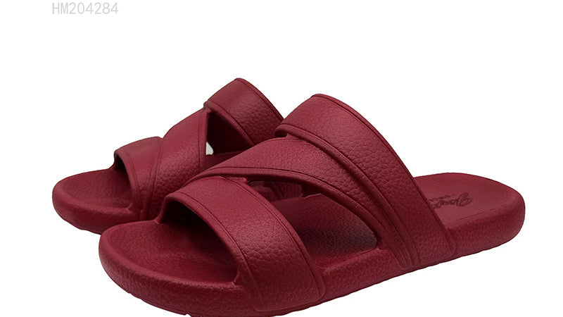 Red Cross Strap Slide Sandals