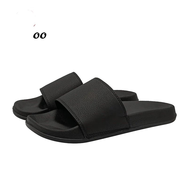 Plain Black Minimalist Slide Sandals