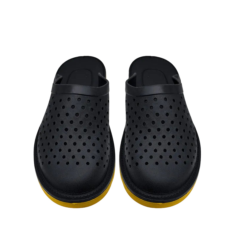 Perforated Black Clog Slides