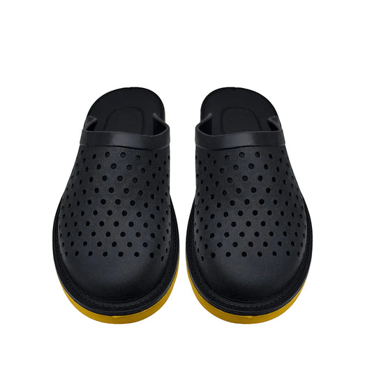 Perforated Black Clog Slides
