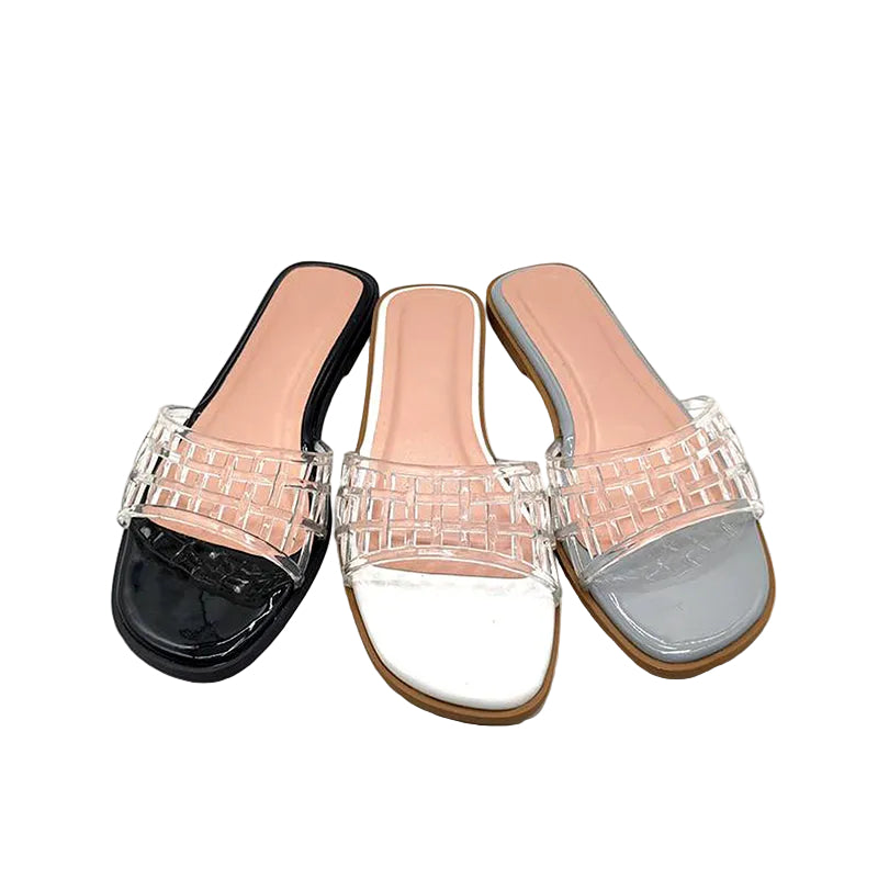 Clear Grid Women Slide Sandals