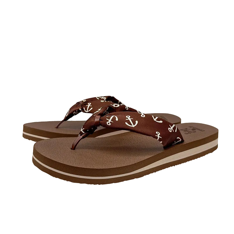 Anchor Print Flip Flops
