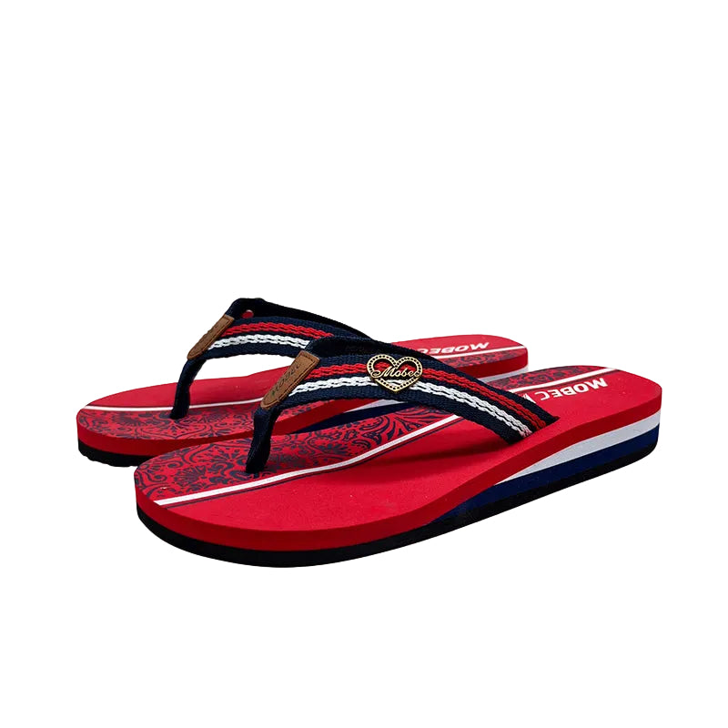 Red Heart Accent Flip Flops