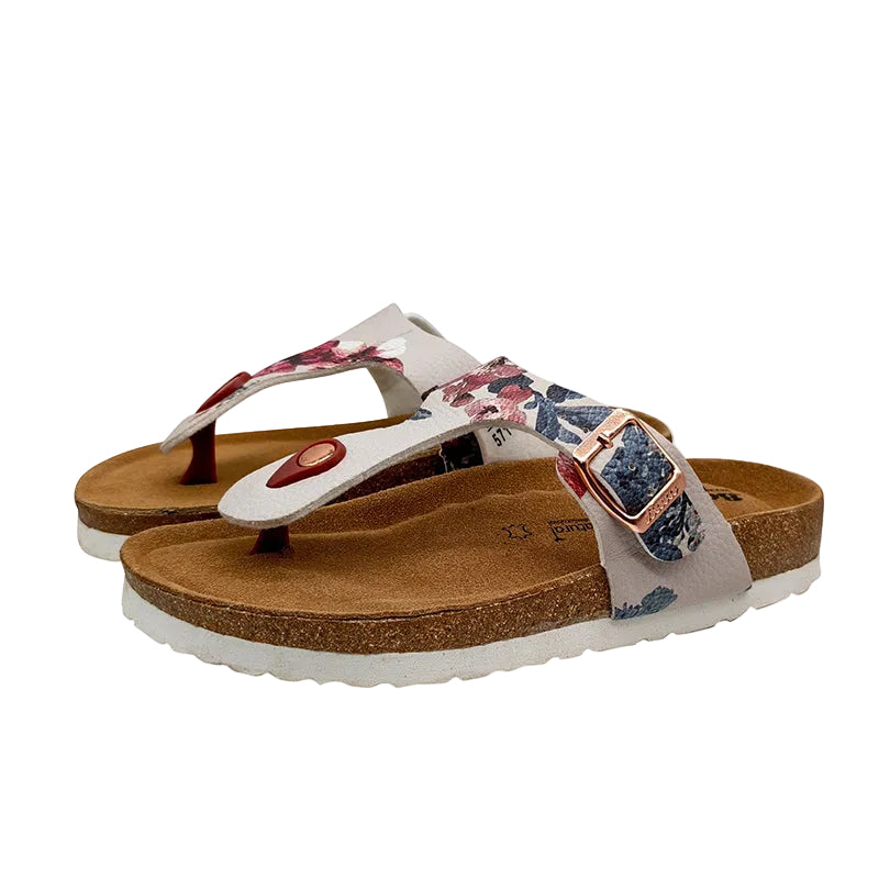 Floral Cork Thong Flip Flops