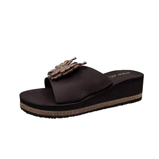 Rhinestone Butterfly Wedge Slides