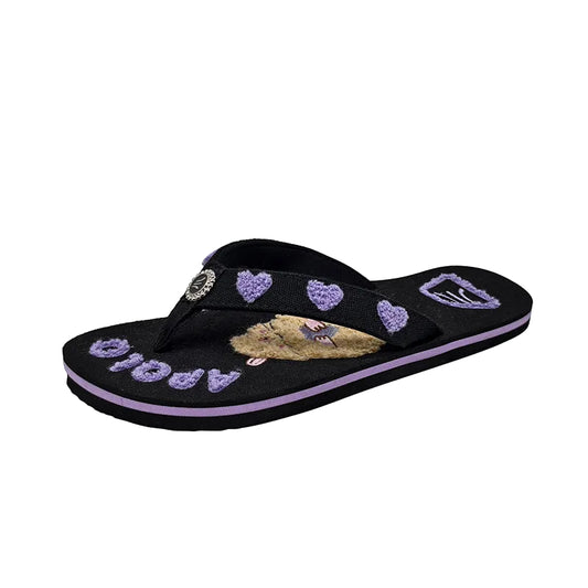 Purple Heart Flock Flip Flops