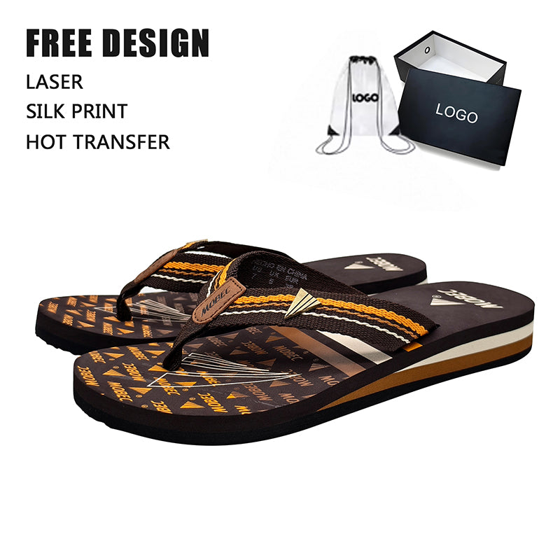 Brown Print Men Flip Flops