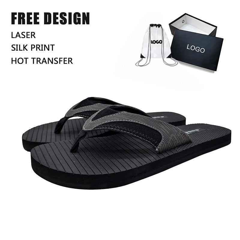 Solid Black Men Flip Flops