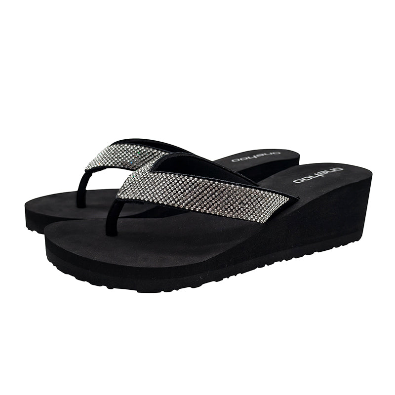 Full Rhinestone Wedge Women Flip Flops