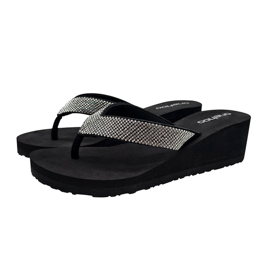 Full Rhinestone Wedge Women Flip Flops