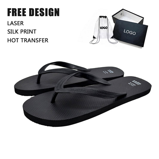 Solid Black Dot Texture Flip Flop