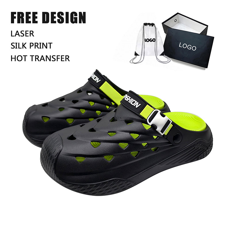 Black Lime Contrast Adjustable Strap Clog