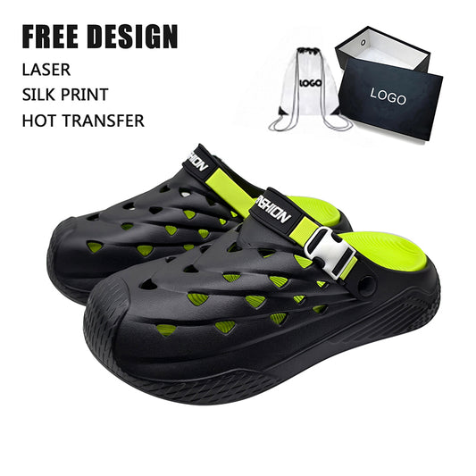 Black Lime Contrast Adjustable Strap Clog