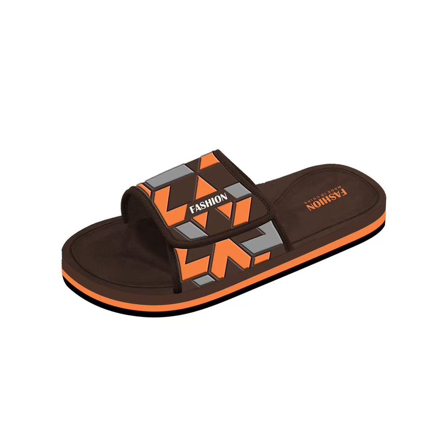 Orange Block Pattern EVA Open Toe Slides