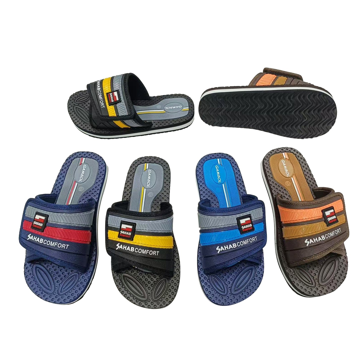 Multi Color Strap Logo Men EVA Slides