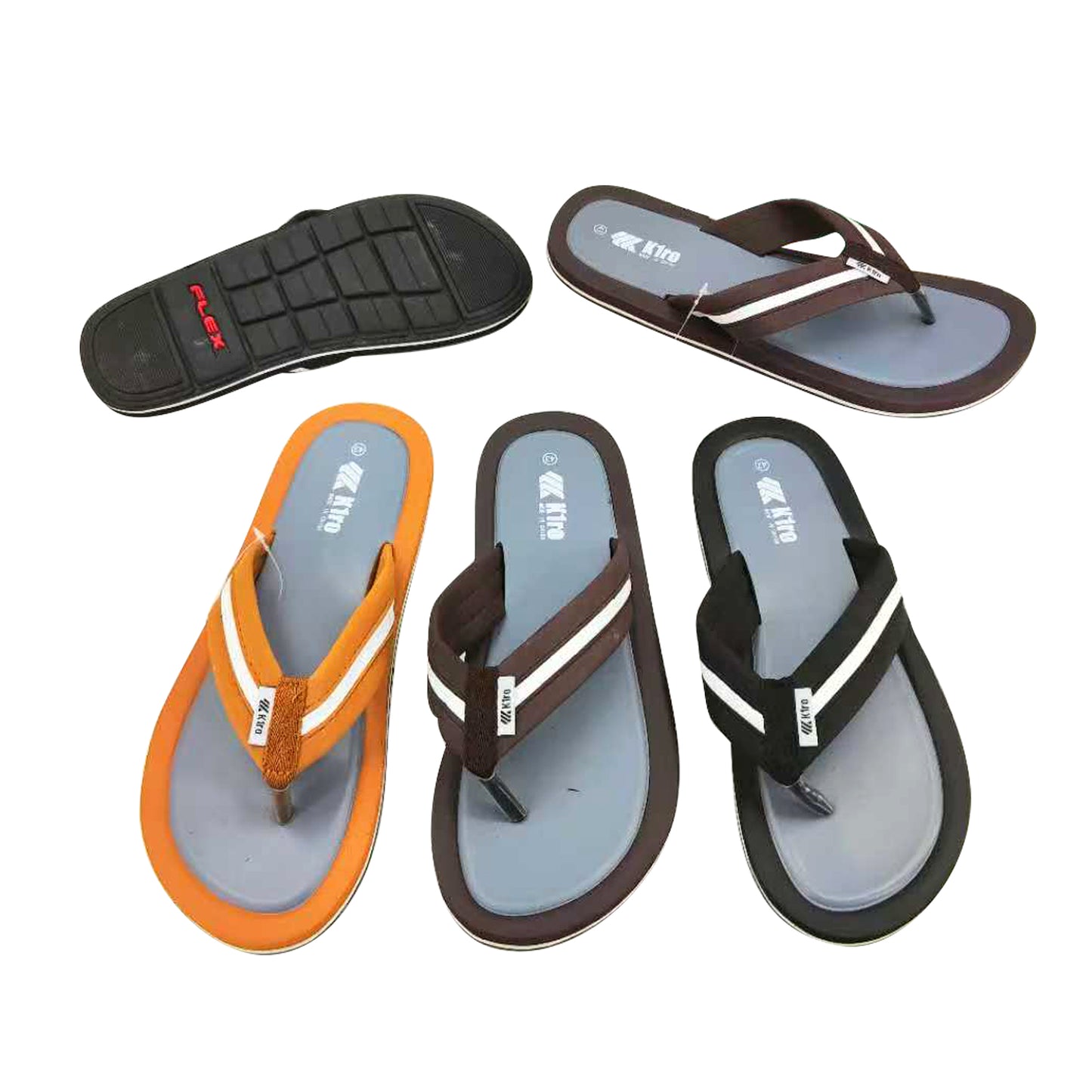 White Stripe Logo Fabric Men Flip Flops
