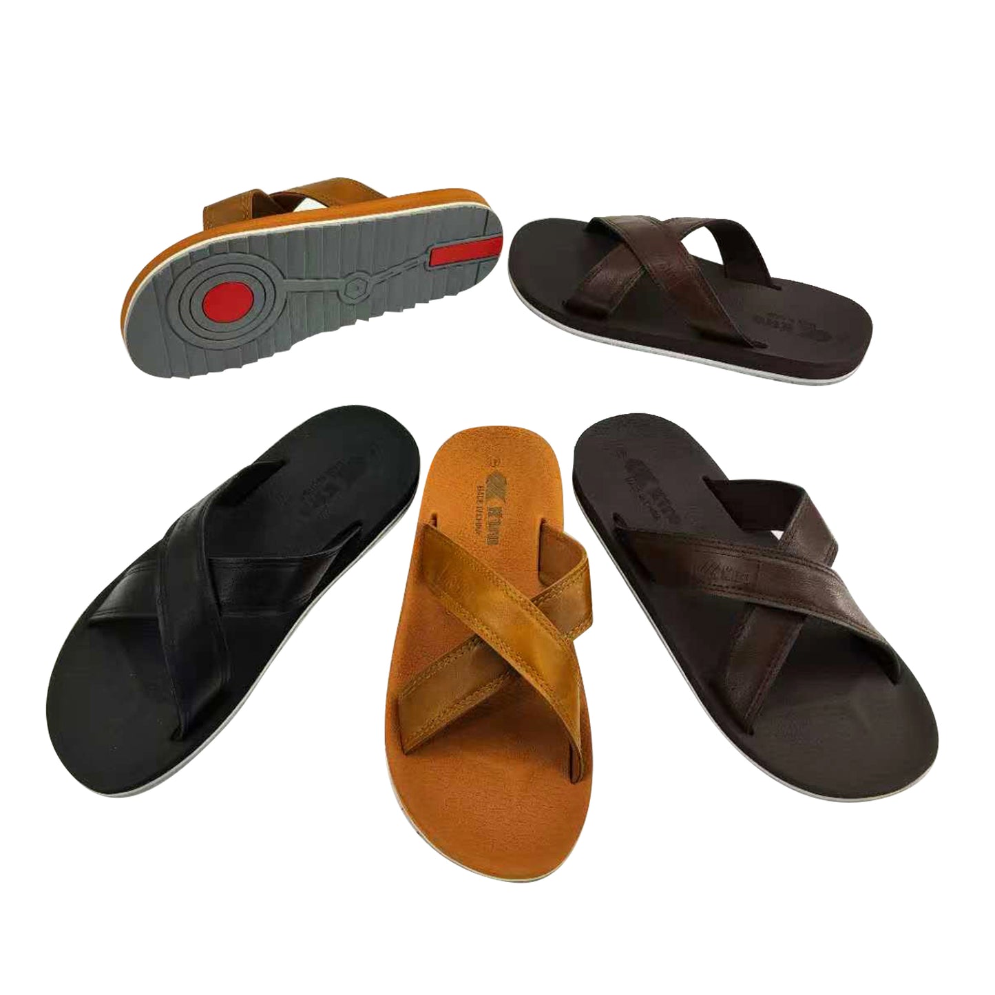 Cross Faux Leather Men Slide Sandals