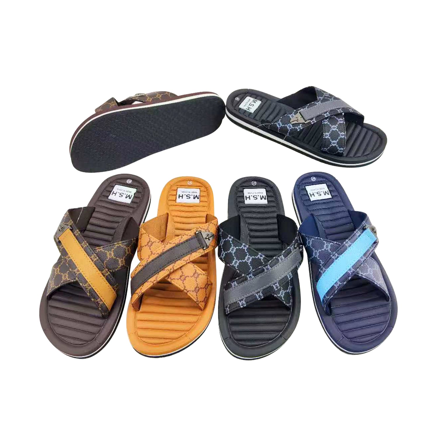 Men Cross Strap Slides