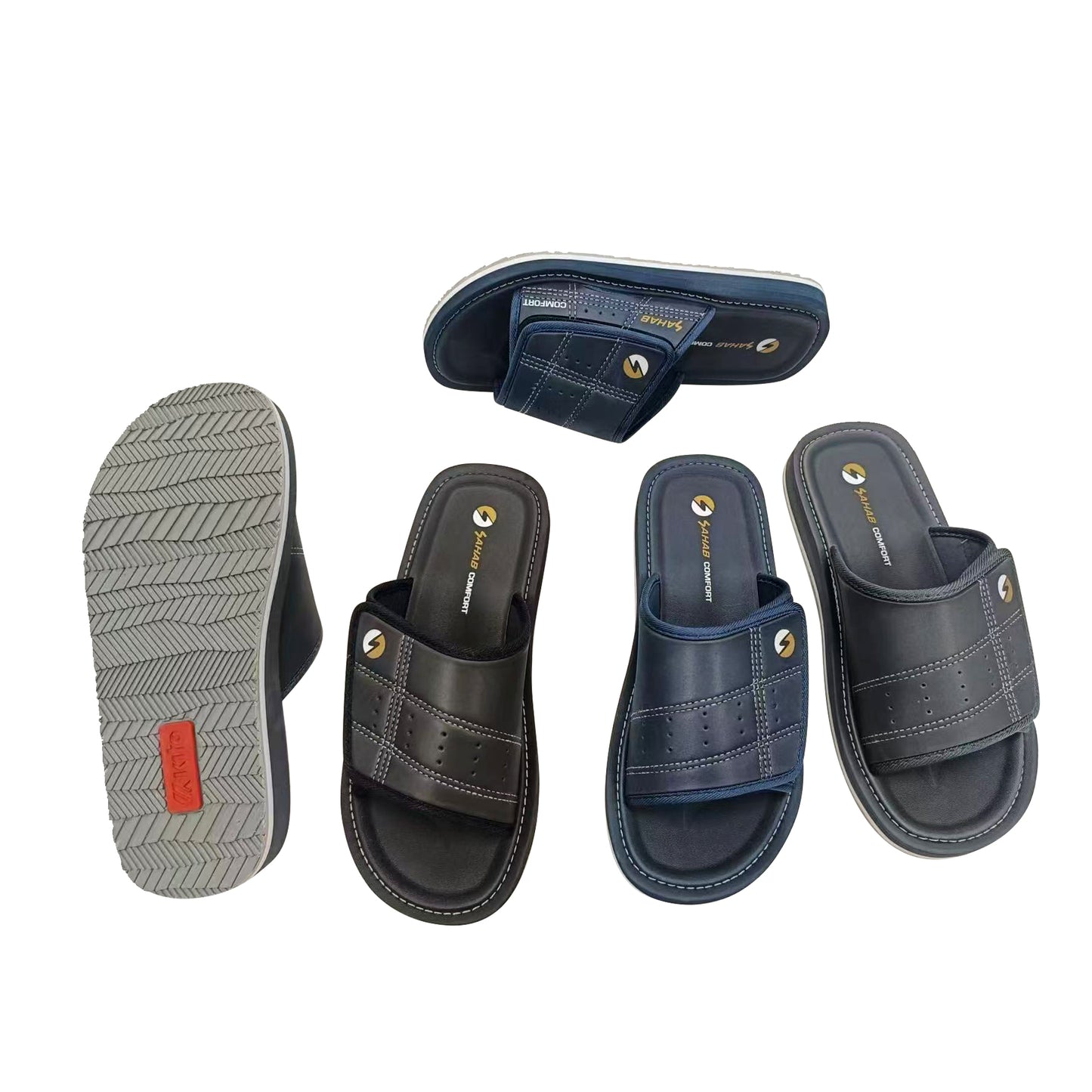Stitched Leather Men Slides