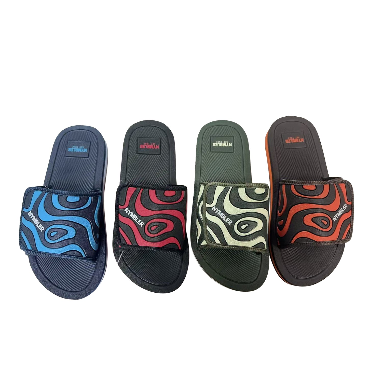 Abstract Wave Print Men Slides