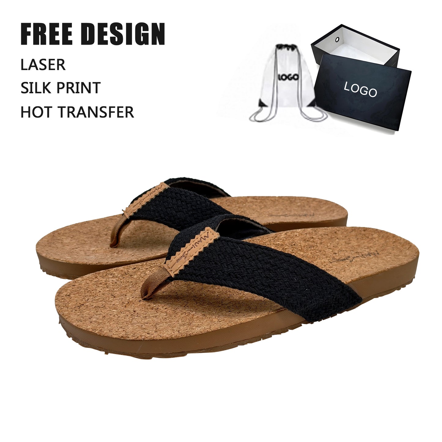 Cork Insole Linen Custom Flip Flops