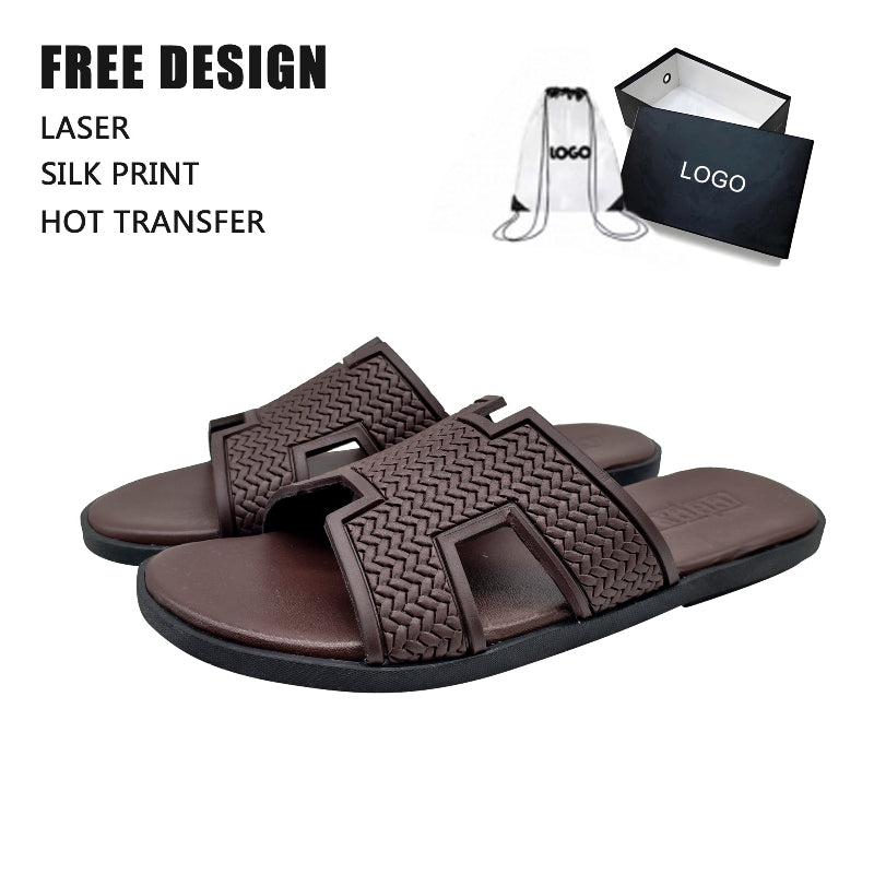 Brown H Shape Men Slippers