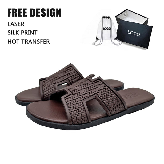 Brown H Shape Men Slippers