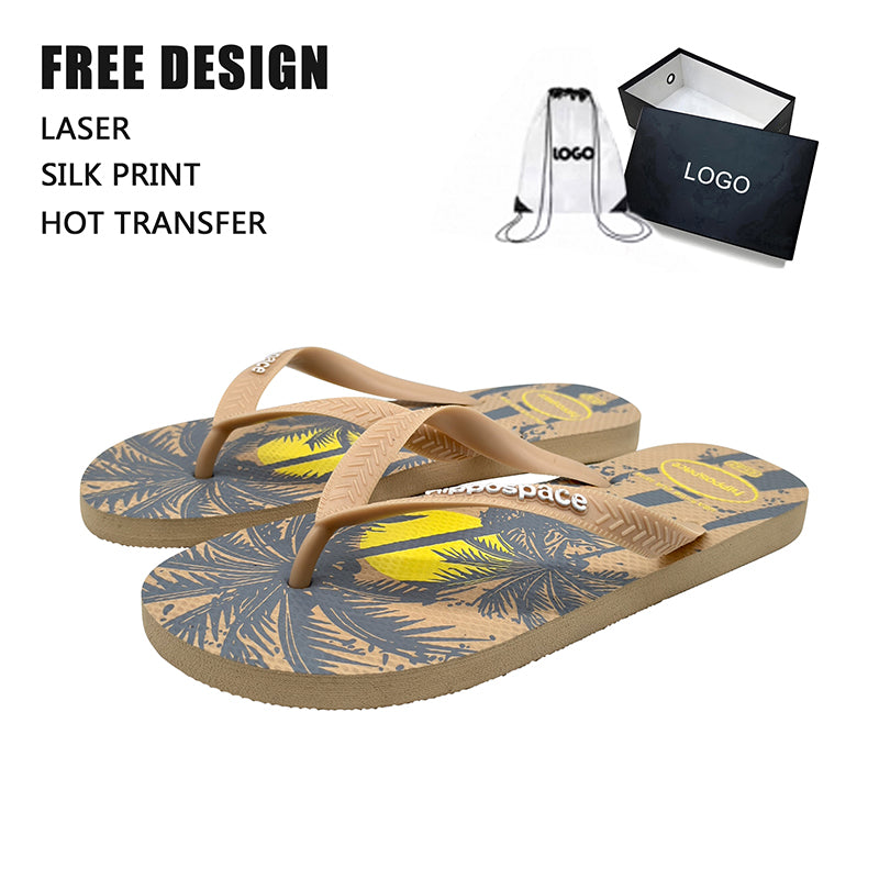 Palm Print Beach Flip Flops Bulk
