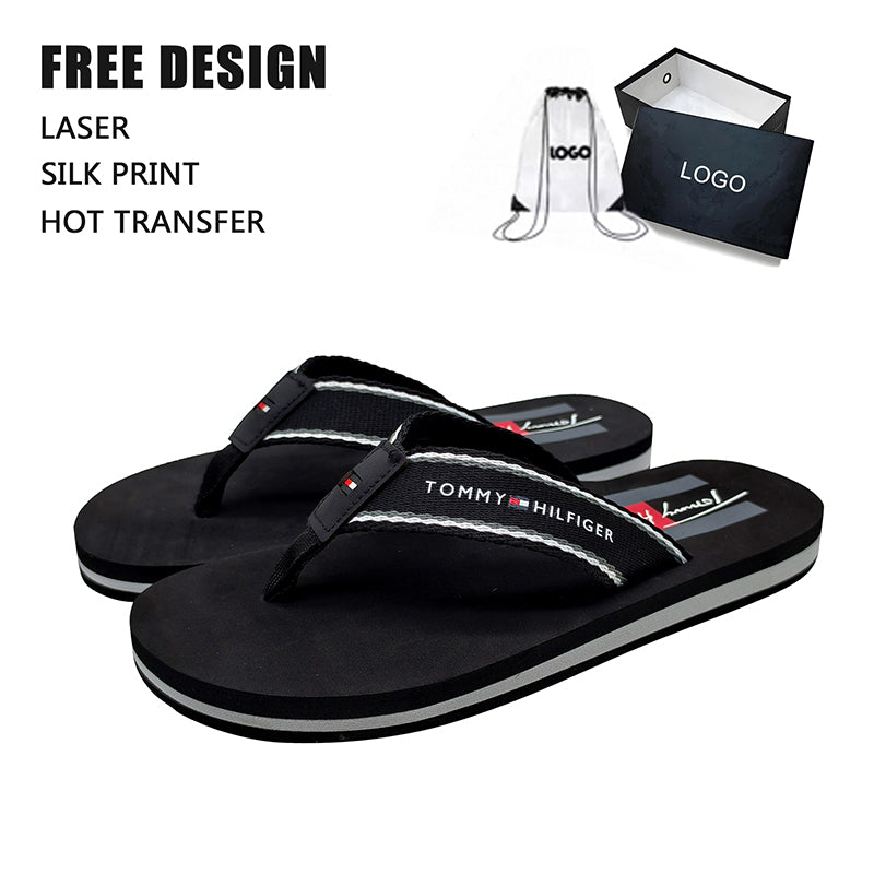 Black Woven Strap Flip Flops
