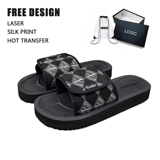 Argyle Print Velcro Slides