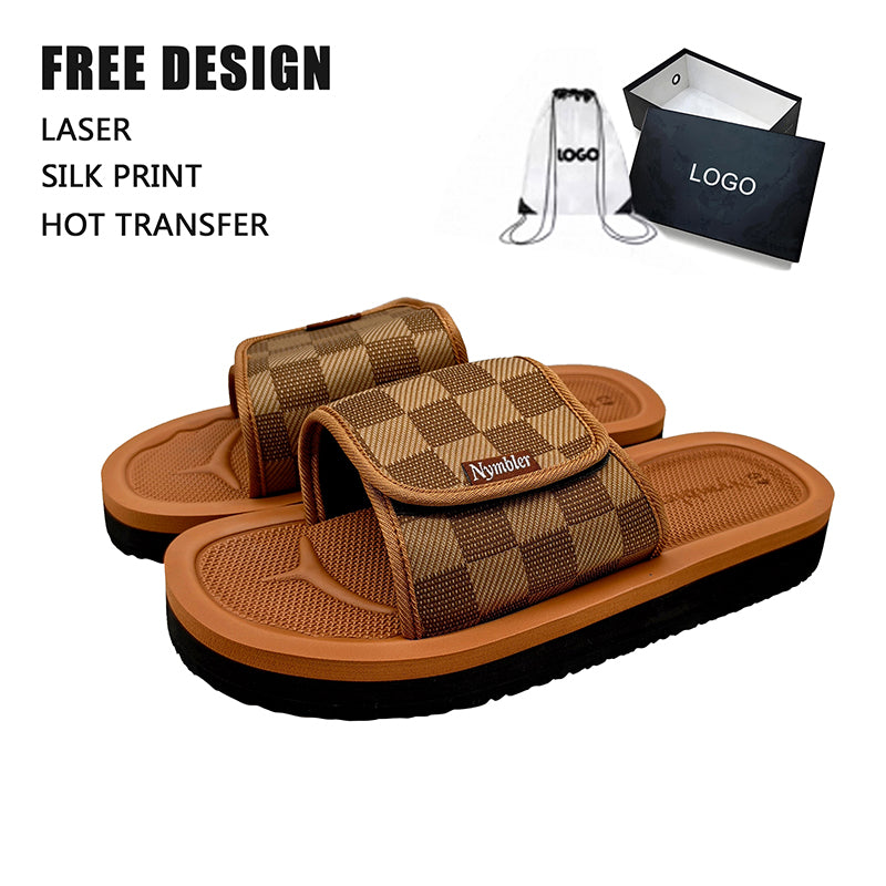 Plaid Velcro Slide Slippers