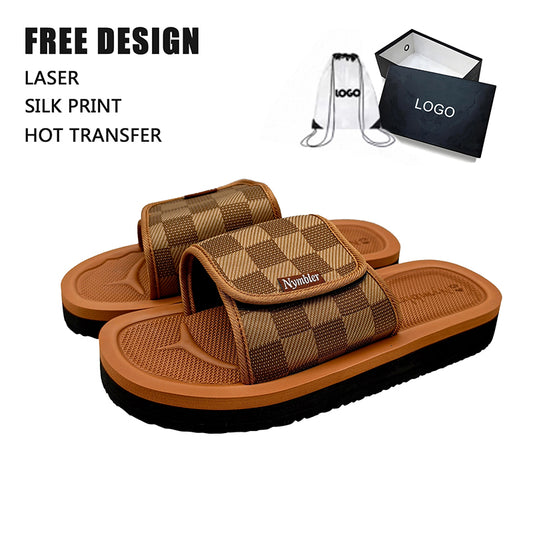 Plaid Velcro Slide Slippers