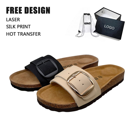 Adjustable Cork Slide Sandals