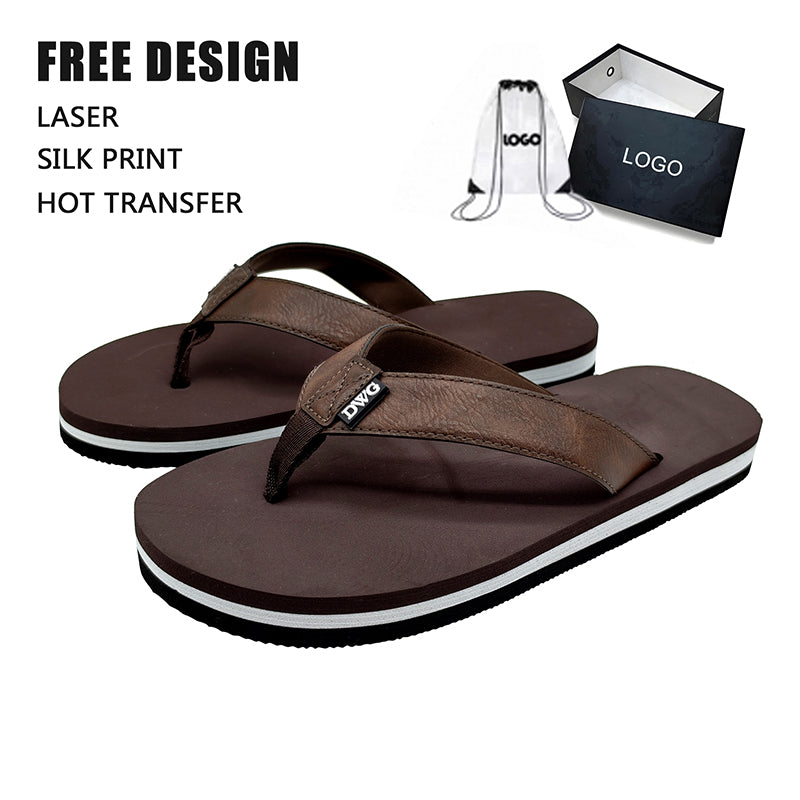 Layer Sole Leather Flip Flops