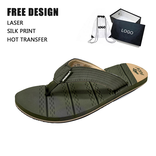 Olive Green Embossed Flip Flops
