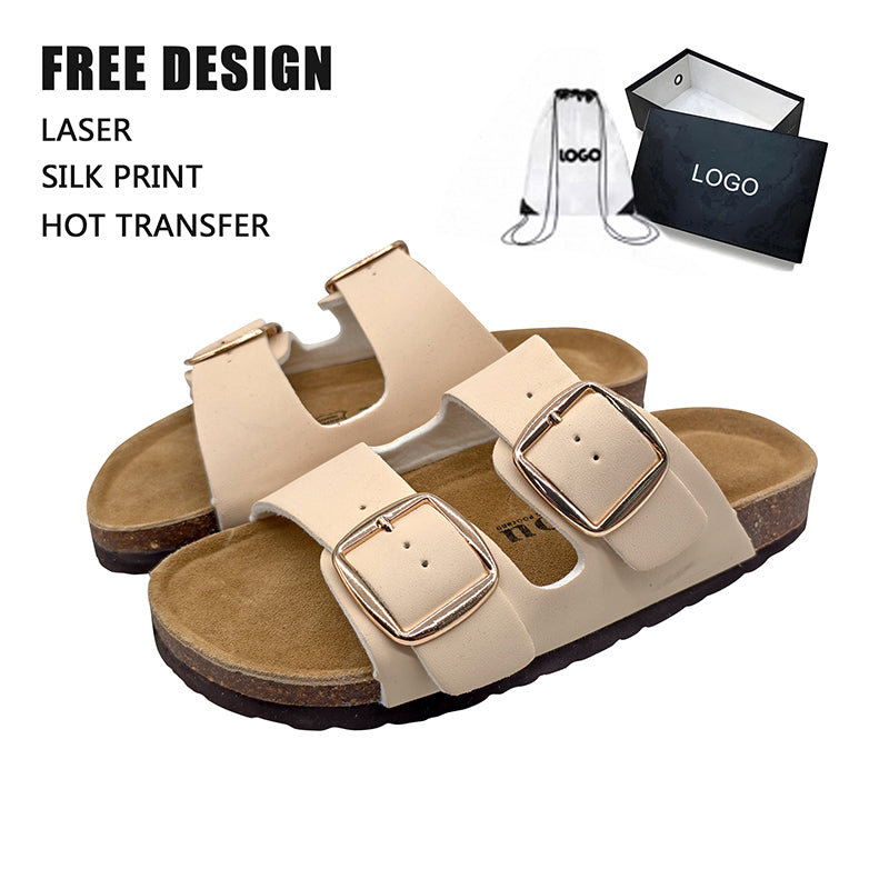 Dual Buckle Cork Slippers