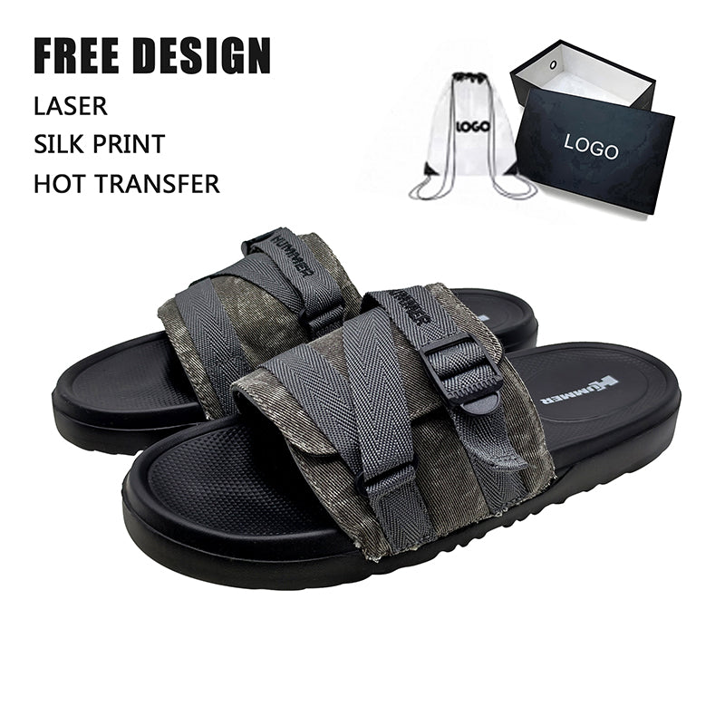 Multi Strap Buckle Mens Slides