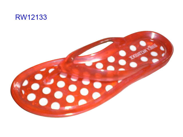 Polka Dot Print Transparent Women's T-strap Slippers Bulk