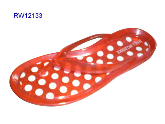 Polka Dot Print Transparent Women's T-strap Slippers Bulk