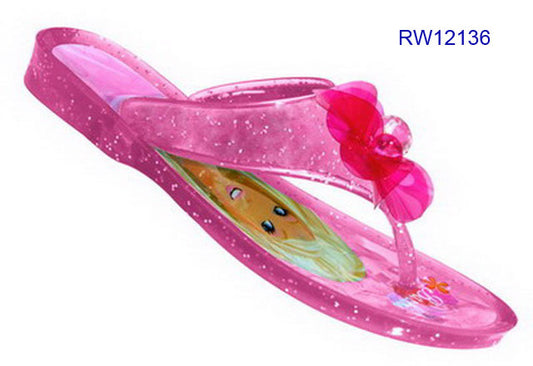 Girls' Sparkly Pink Flower Beach Flip Flops Wholesale