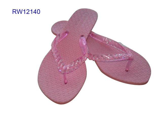 Sequin Strap White Women's Casual Flip Flops