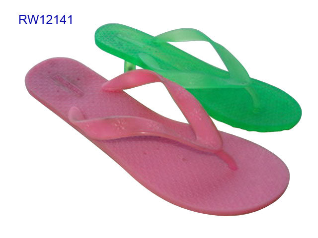Wholesale Pink & Green Transparent Jelly Flip Flops