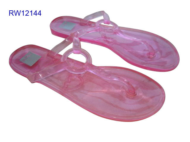 Transparent Orange Ring Decor Women's Jelly Flip Flops Bulk