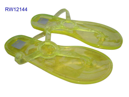 Transparent Orange Ring Decor Women's Jelly Flip Flops Bulk