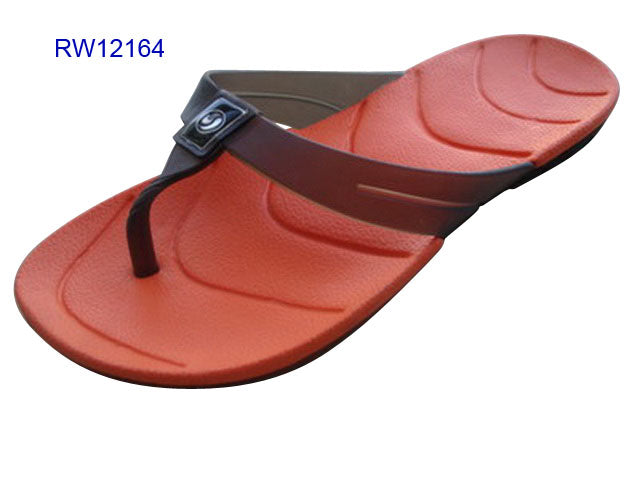 Orange Sole Black Strap Casual Thong Sandals