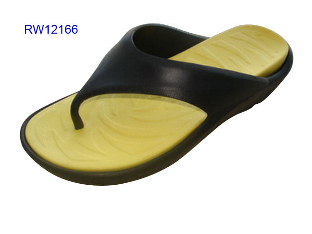 Customizable Black & Yellow Two-Tone EVA Flip Flops