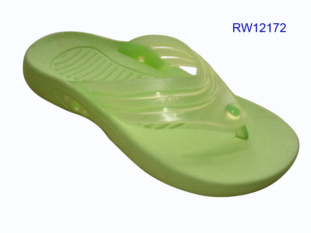 Green Transparent Strap Flip Flops