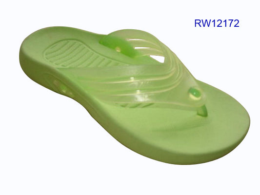 Green Transparent Strap Flip Flops