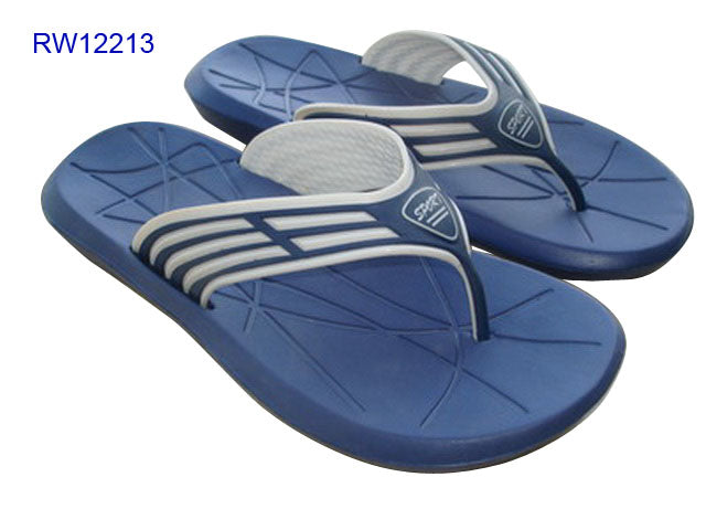 Blue & White Stripe Sporty Men's Flip Flops