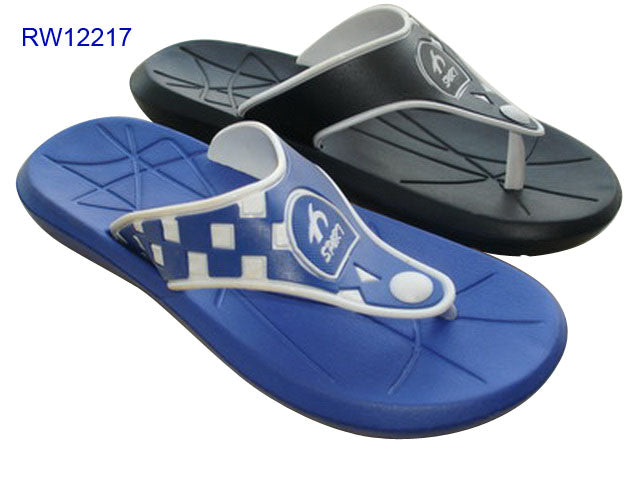 Two-Tone SPORTS Logo Casual Thong Sandals